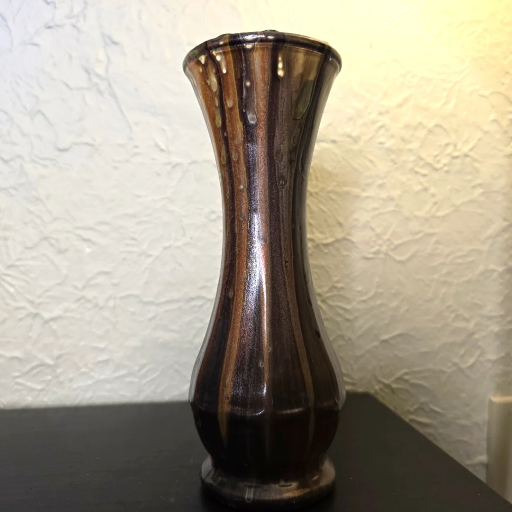 HANDCRAFTED Upcycled Glass Vase HANDPAINTED Abstract Tabletop Art Decor - Picture 3 of 17